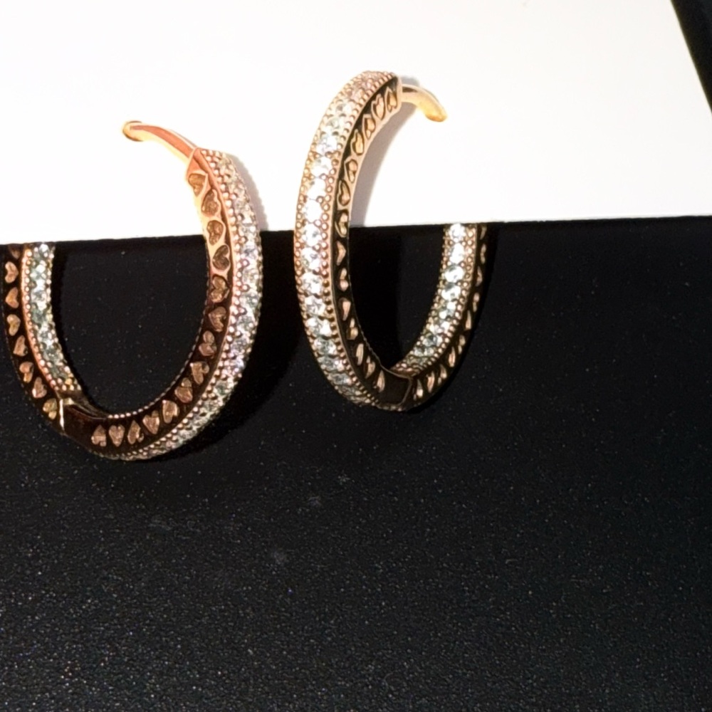 Elegant Swarovski Rose Gold Hoop Earrings